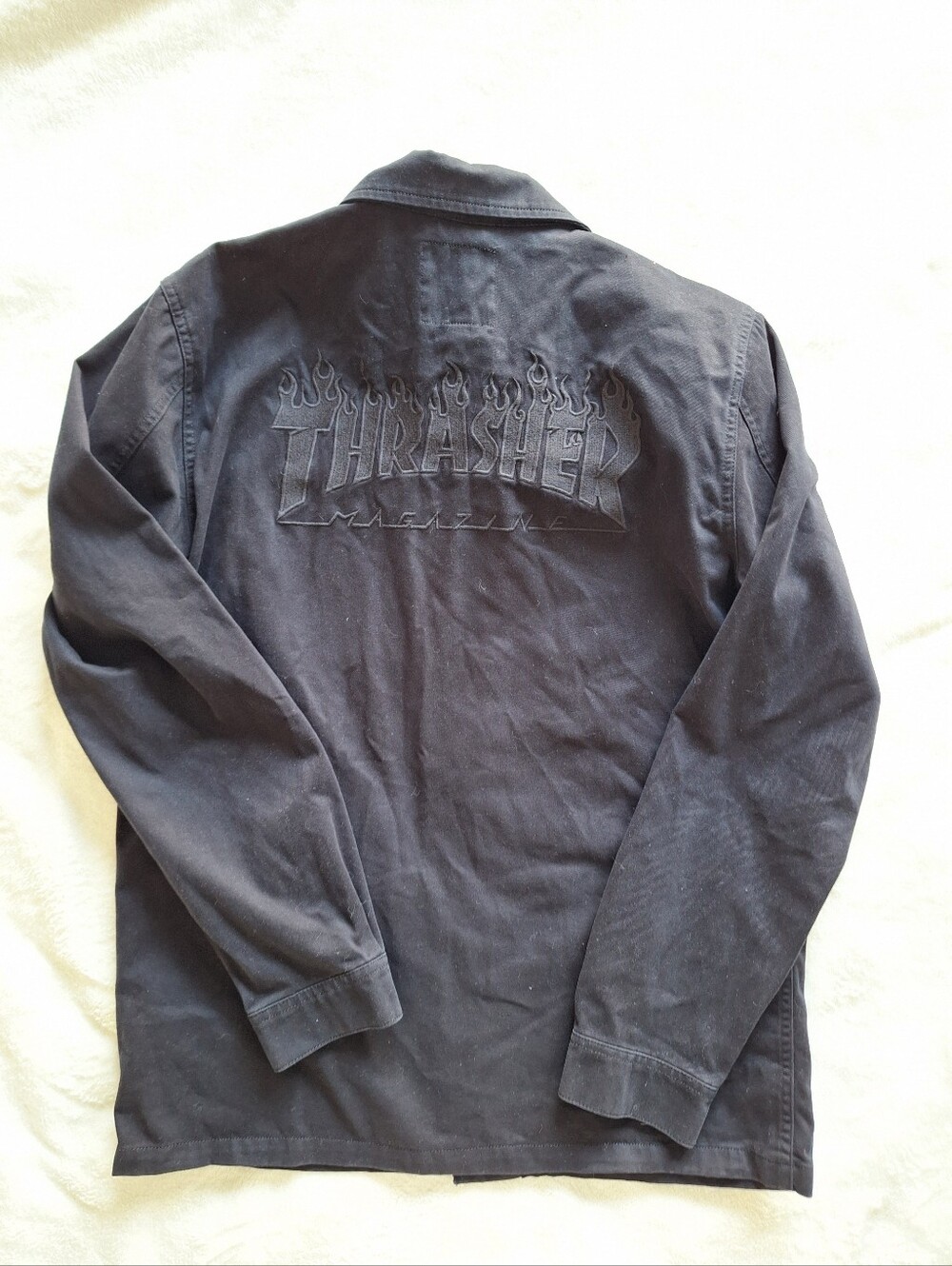 Vans x Thrasher Flame Logo M65 Field Jacket Embroidered Back Skate Coat Men Sz M